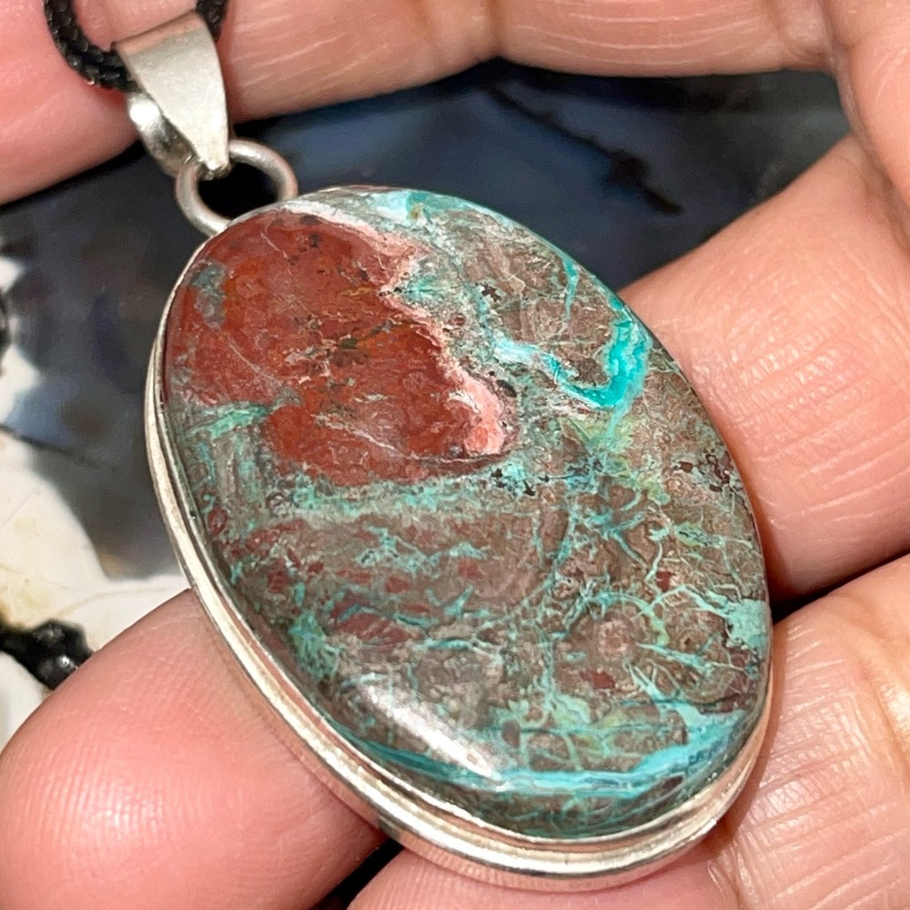Blue Green Chrysocolla Pendant 2”